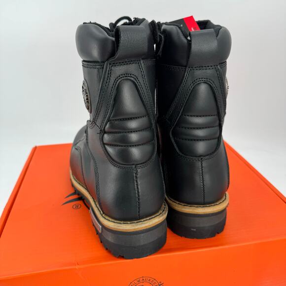 NWT Milwaukee leather Mens Classic black leather lace up logger boots